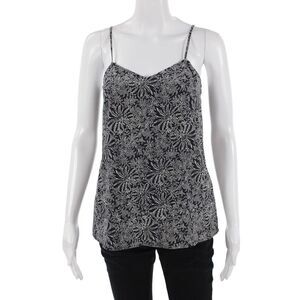 Scanlan Theodore Womens Dark Blue Floral Silk Camisole V-Neck Sleeveless Size S